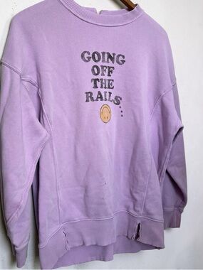 Aerie Lavender Graphic Sweatshirt Going Off The Rails Oversized XS